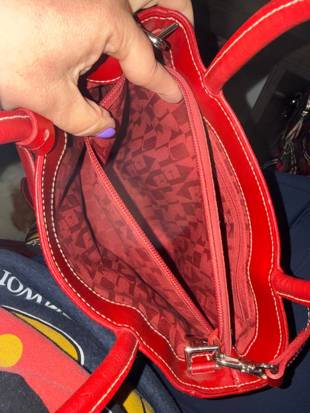 Furla Red Leather Shoulder Tote with Crossbody Strap - Picture 7 of 14